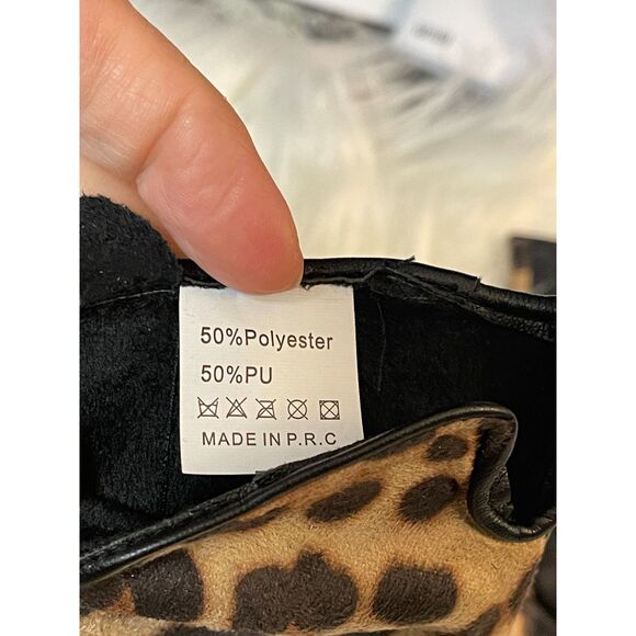 Women's Vintage Cheetah Leopard Print & Black Soft Gloves Faux Leather SIZE L/XL - Picture 8 of 8